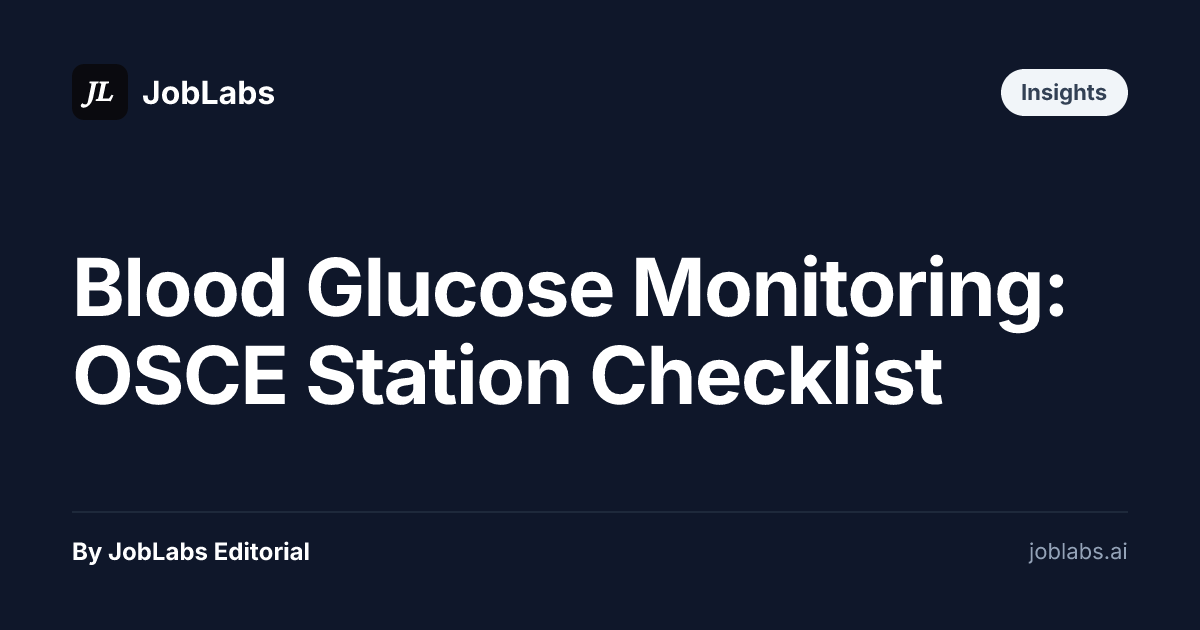 Blood Glucose Monitoring: OSCE Station Checklist