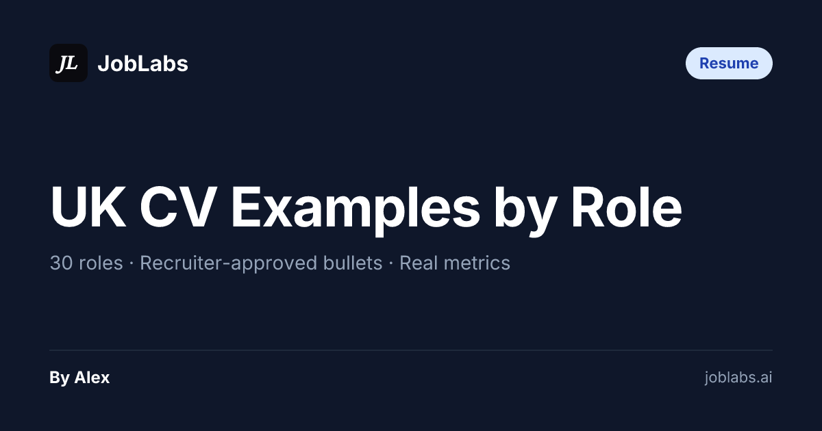 Uk4 Examples UK CV Examples by Role 2026 — Recruiter-Approved Bullets