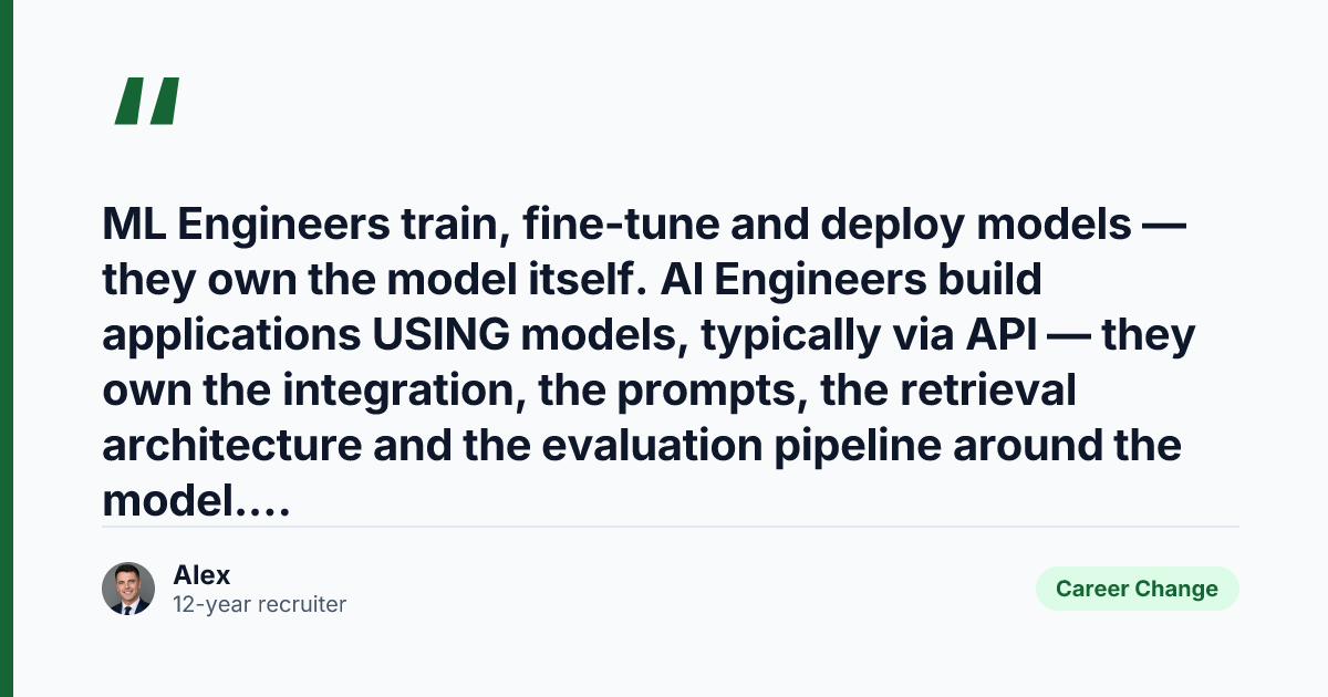 Key takeaway from AI Engineer vs ML Engineer: What's the Difference in 2026