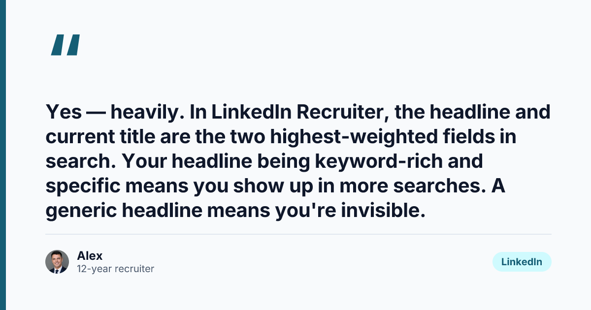 Key takeaway from The AI LinkedIn Headline Formula (From a 12-Year Recruiter)