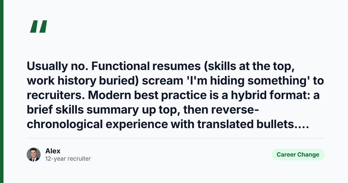 Key takeaway from How to Write a Career Change Resume with AI (Recruiter's Guide)