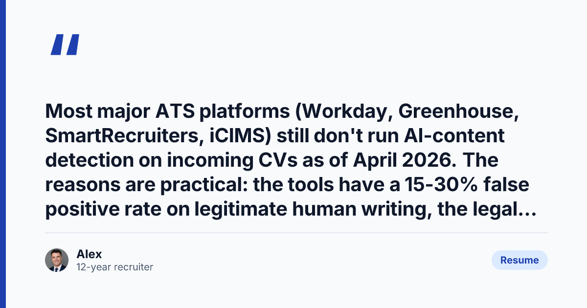 Key takeaway from Can Recruiters Tell If You Used AI? An Honest Recruiter Take
