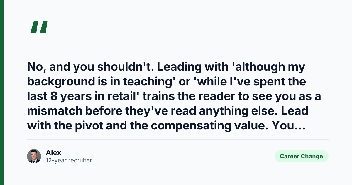 Key takeaway from How to Write a Career Change Cover Letter (That Doesn't Apologise)