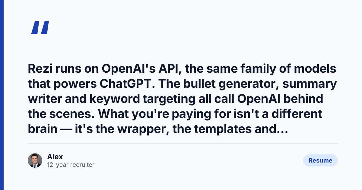 Key takeaway from ChatGPT vs Rezi: Free or $29/mo?
