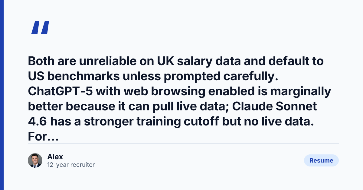 Key takeaway from Claude Sonnet 4.6 vs ChatGPT-5 for UK Job Search (2026 Recruiter Test)