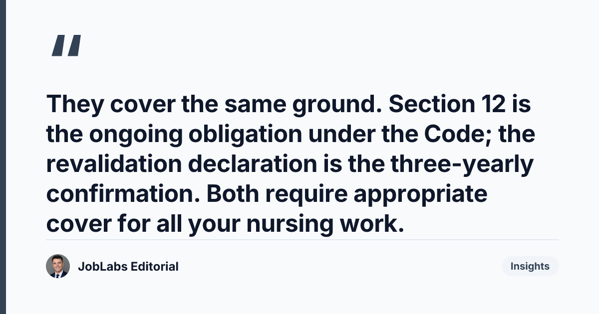 Key takeaway from NMC Code Section 12: Have Indemnity Arrangements