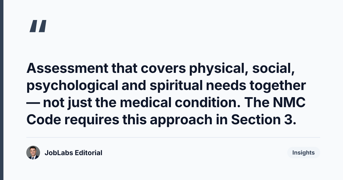 Key takeaway from NMC Code Section 3: Assess Physical and Social Needs