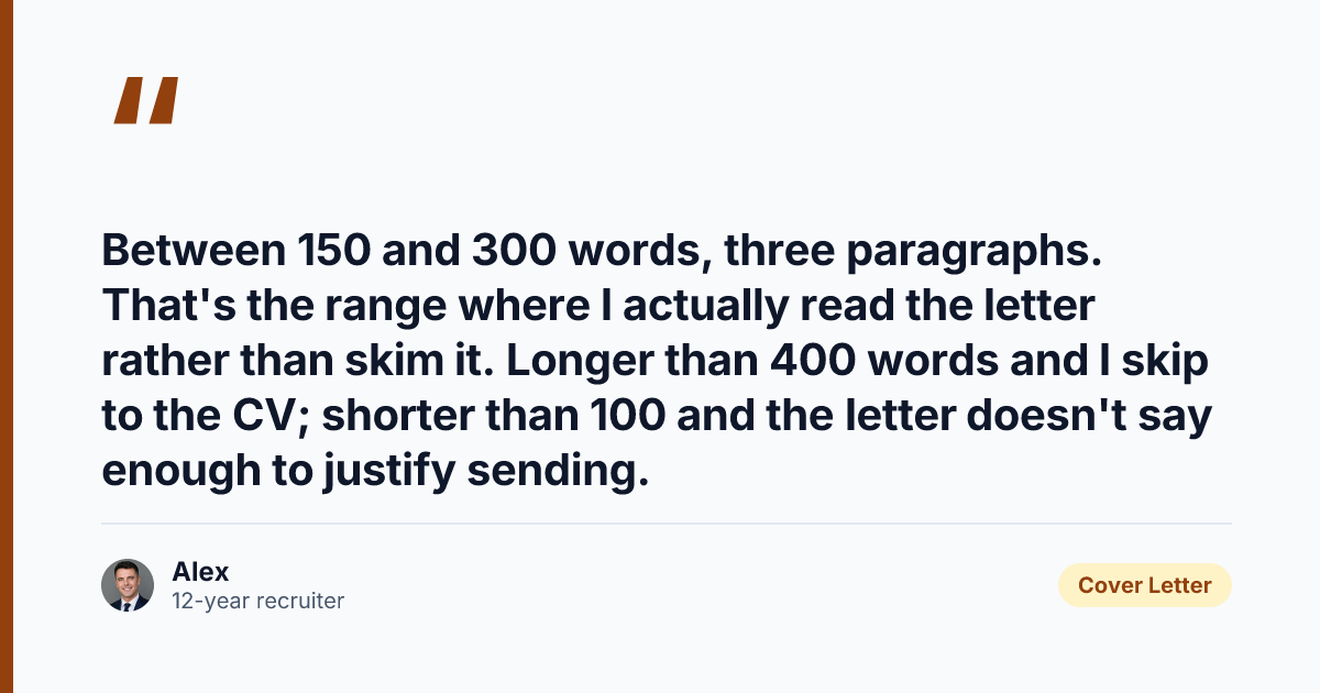 Key takeaway from How Long Should a Cover Letter Be? (Recruiter Word-Count Test)