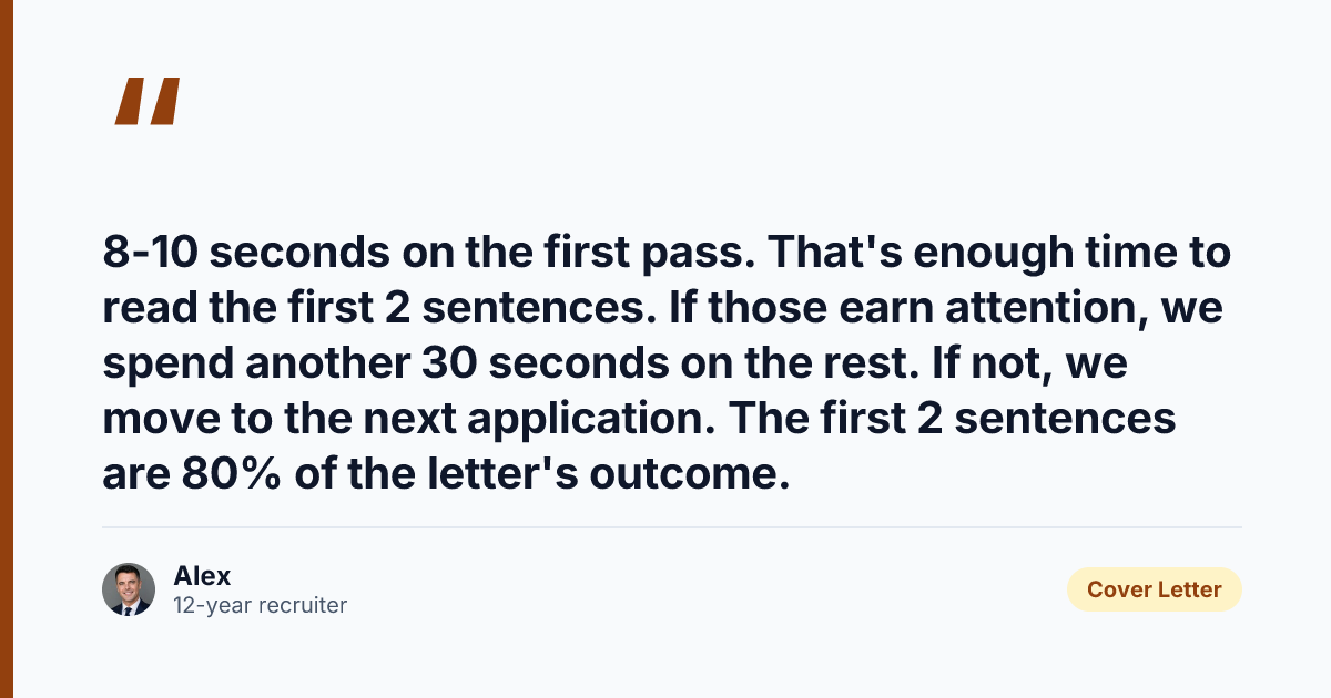 Key takeaway from 13 Cover Letter Mistakes Recruiters Spot in 8 Seconds (2026)