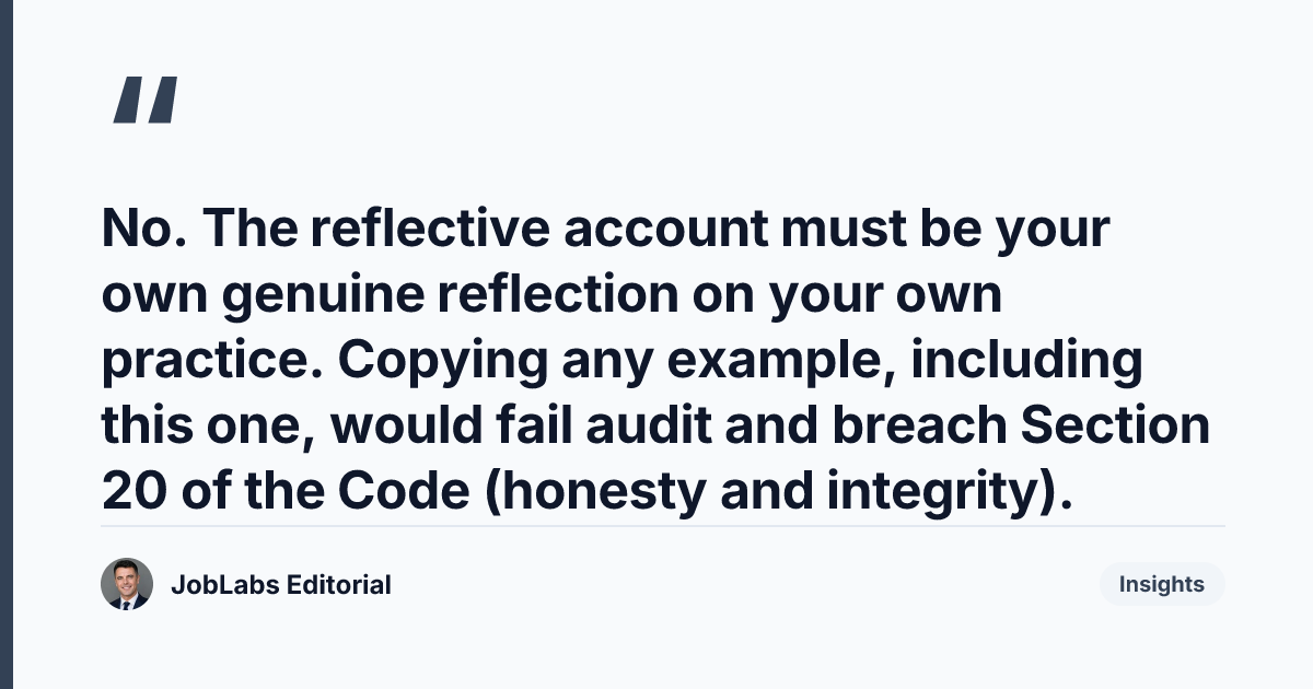 Key takeaway from Example Reflective Account: Patient Dignity (Code Section 1)