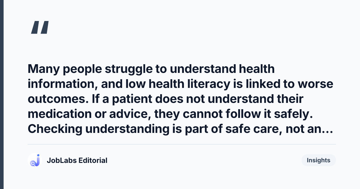 Key takeaway from Health Literacy and Behaviour Change Questions