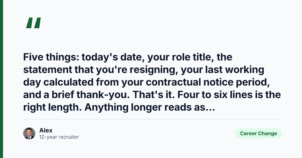 Key takeaway from How to Write a UK Resignation Letter in 2026 (Recruiter Templates)