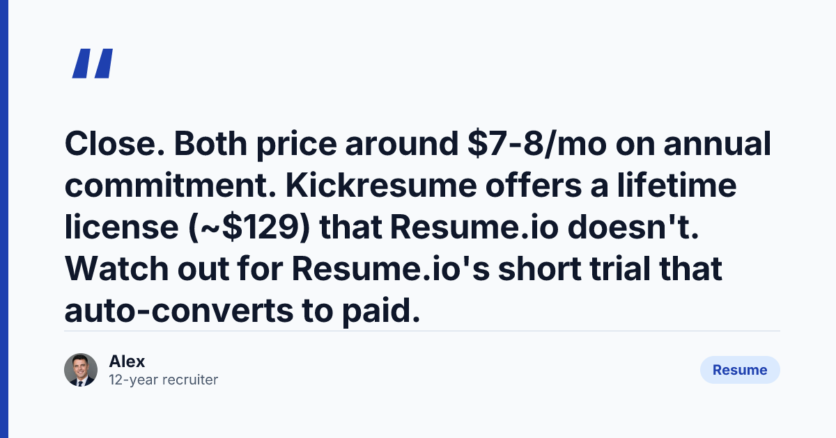Key takeaway from Kickresume vs Resume.io: Which Builder Works