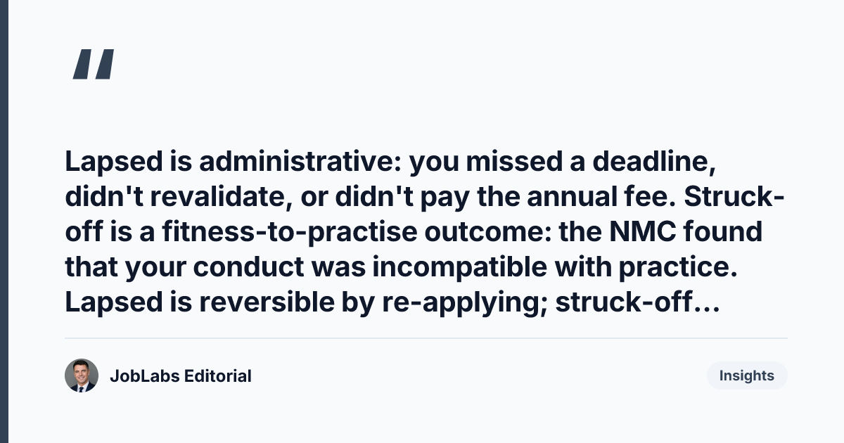 Key takeaway from Lapsed NMC Registration: What It Means and How to Recover