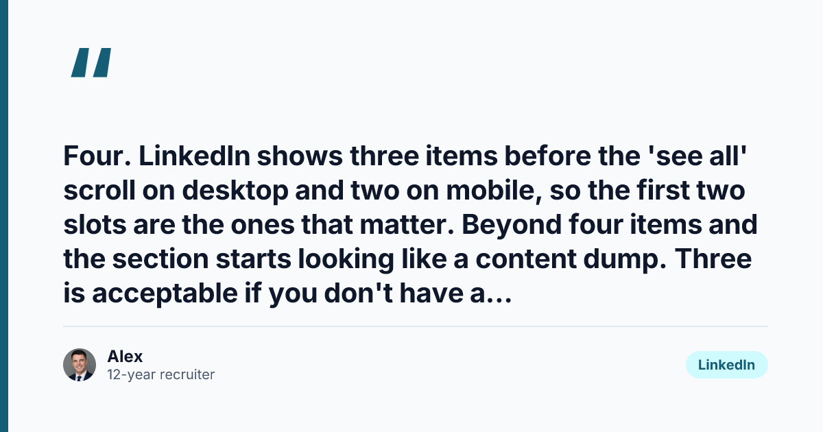 Key takeaway from LinkedIn Featured Section: The 4-Item Stack Recruiters Click