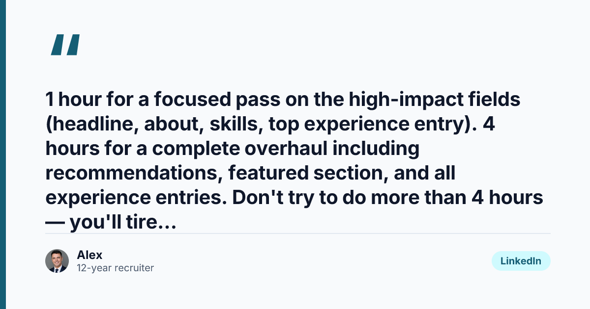 Key takeaway from LinkedIn Profile Optimization with AI: A Recruiter's Checklist