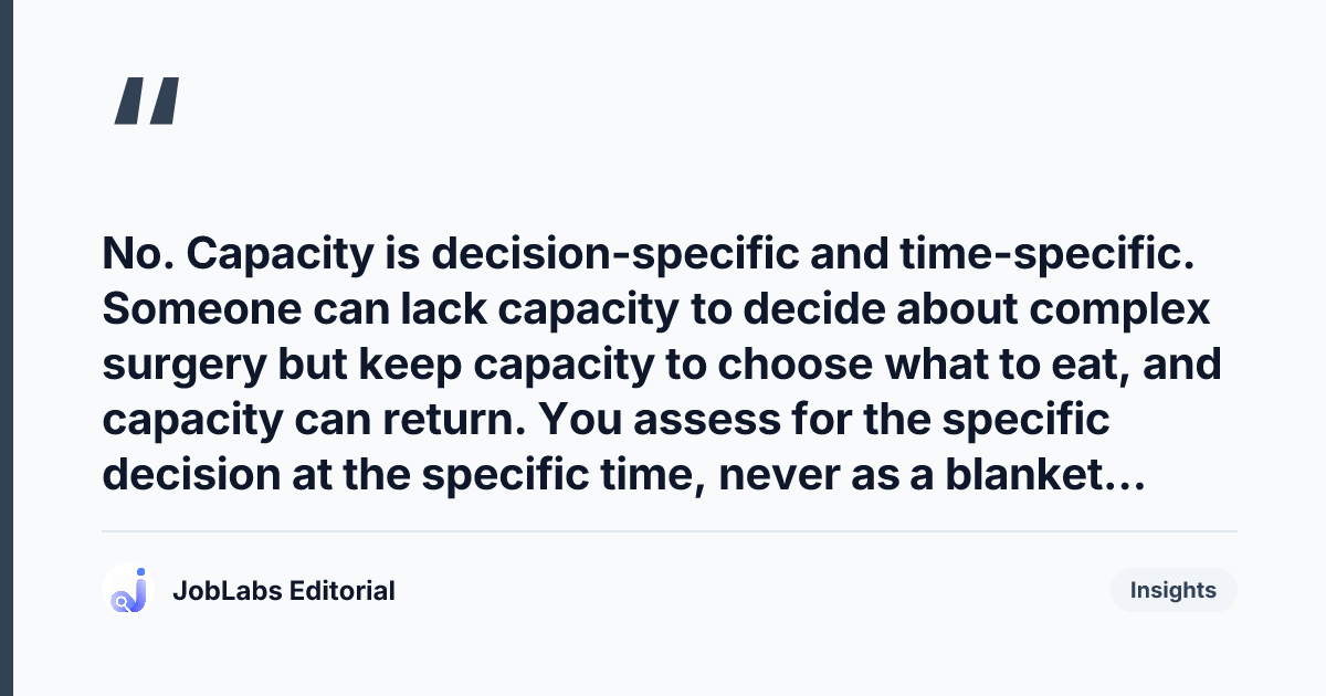 Key takeaway from Mental Capacity Act Scenario Questions