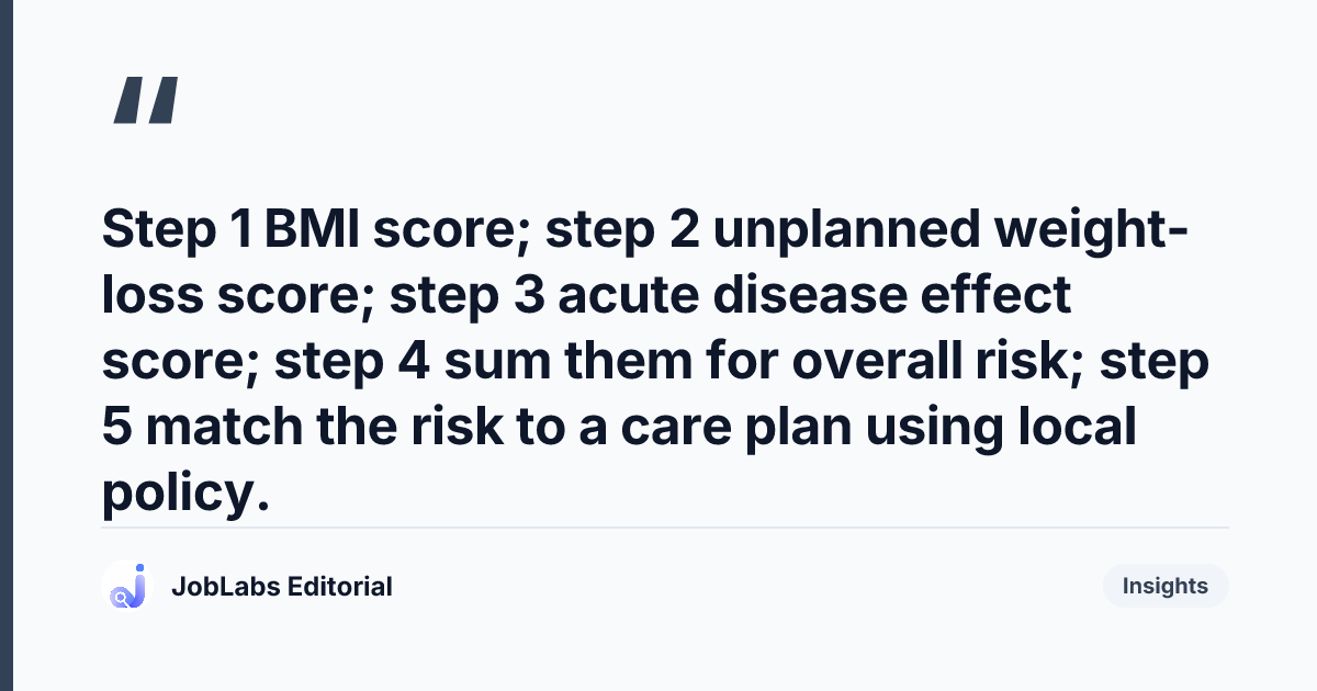Key takeaway from Nutritional Assessment (MUST): OSCE Station Checklist