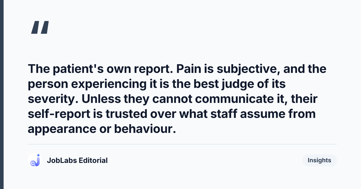 Key takeaway from Pain Assessment Questions