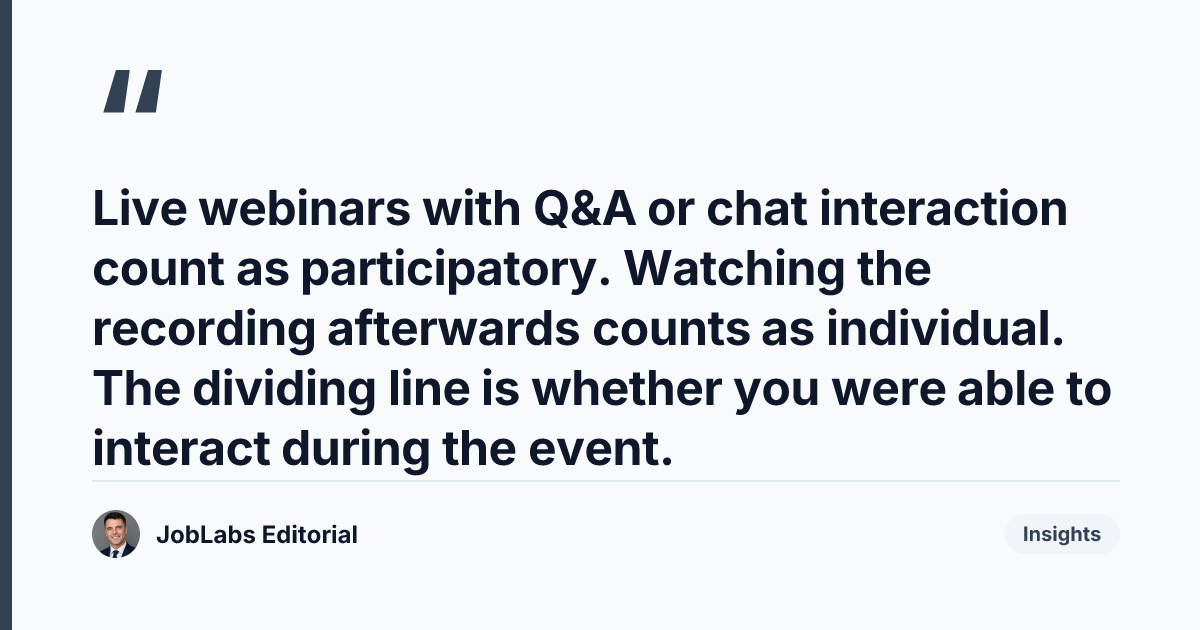 Key takeaway from Participatory vs Individual CPD: What Counts as Which