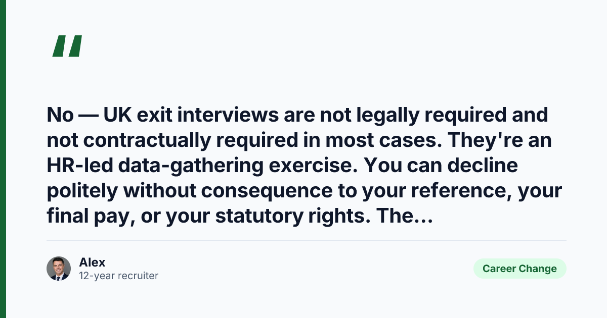 Key takeaway from UK Exit Interview 2026: Honest Answers (Without Burning Bridges)