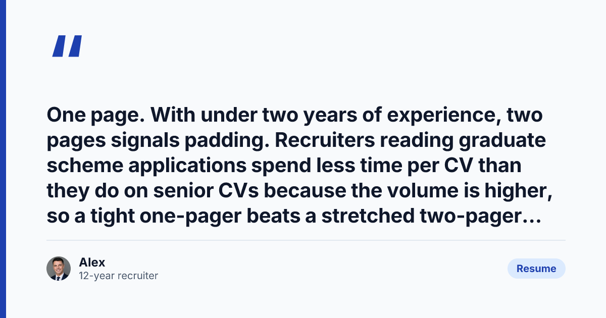 Key takeaway from UK Graduate CV 2026: Recruiter Template + 3 Things They Bin Fast
