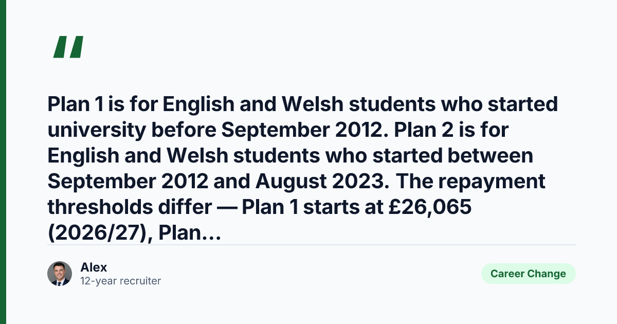 Key takeaway from UK Student Loan Plans 2026/27 — Plan 1, 2, 4, 5, Postgrad