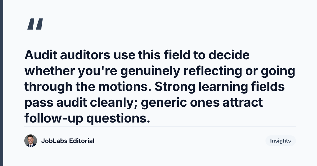 Key takeaway from The 'What You Learned' Field on the NMC Form 6